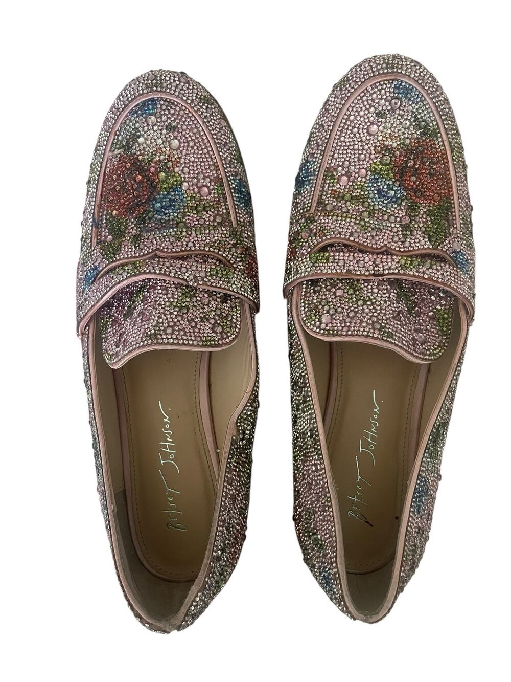 Betsey Johnson Rhinestone Floral Loafers Womens Size 11